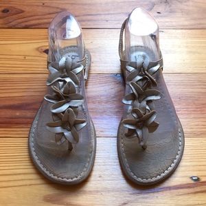 BOC Floral Leather Thong Sandals, 7, EUC